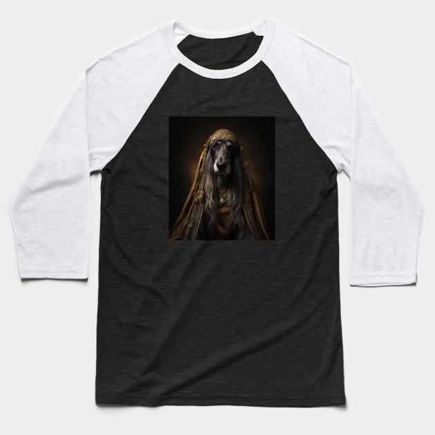 Stately Afghan Hound - Medieval Afghan Royal Prince Baseball T-Shirt by HUH? Designs
